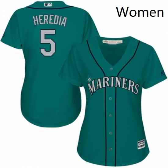 Womens Majestic Seattle Mariners 5 Guillermo Heredia Replica Teal Green Alternate Cool Base MLB Jersey